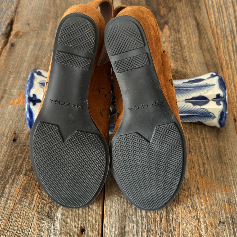 Via Spiga Leatrice Suede Wedge Sandals Size 7.5M - Picture 10 of 12